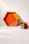 Hexagonal Ceramic Tray – Orange and Ochre